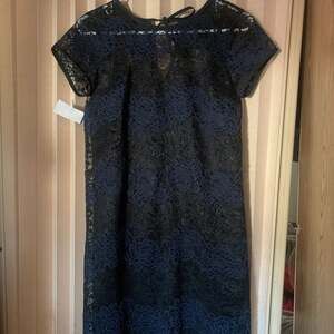 Ann Taylor LOFT Navy Blue and Black Lace Dress